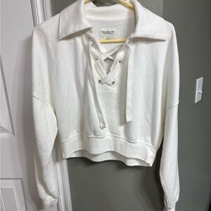 Abercrombie & Fitch White Lace-Up Sweatshirt